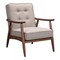 Modern Home 33&#x22; Taupe Stained Finish Button Tufted Upholstered Arm Chair